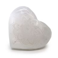 Coeur de Sélénite - 7-8cm - Mandala Gravé