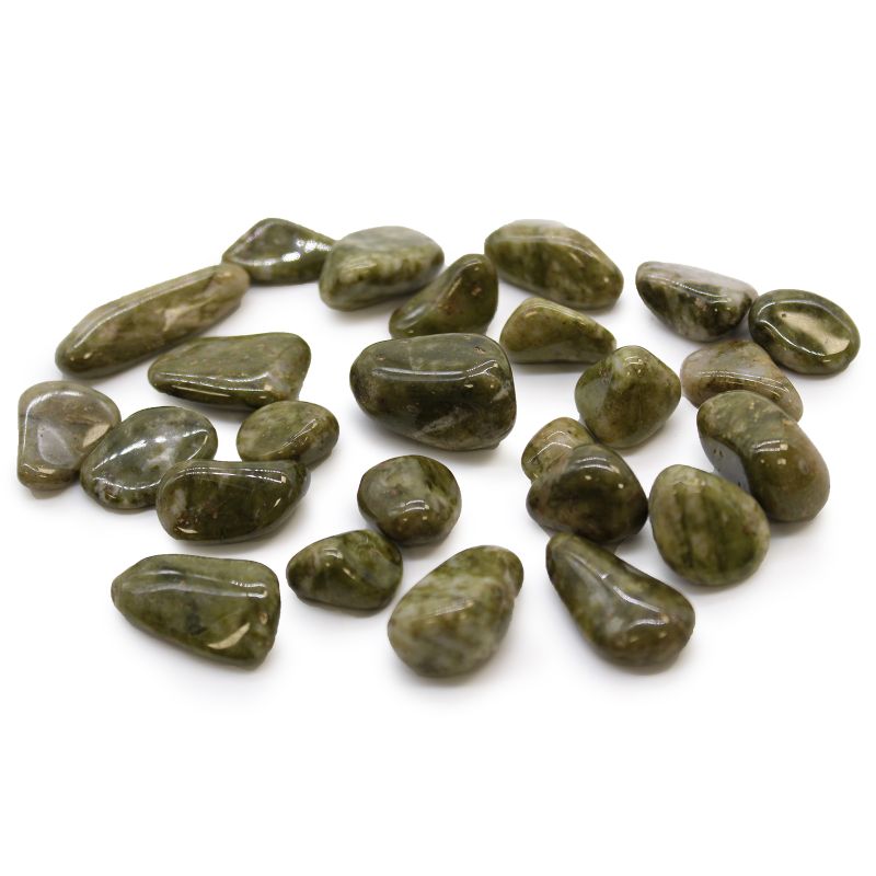 Petites pierres roulées africaines - Flocon de neige Epidote