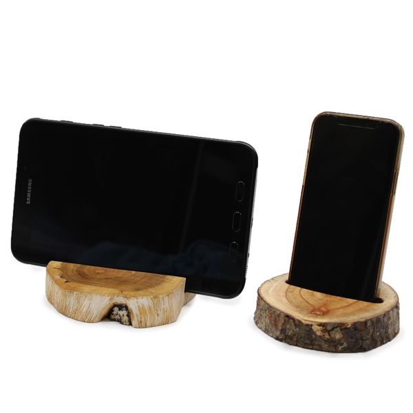 Grand Support pour Téléphone en Bois de Gamal - Blanchi