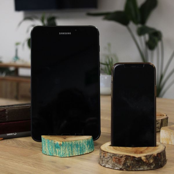 Grand Support pour Téléphone en Bois de Gamal - Vert Délavé
