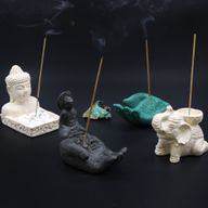 Brûleur d'Encens & Bougeoir Éléphant (Crème)
