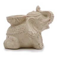 Brûleur d'Encens & Bougeoir Éléphant (Crème)
