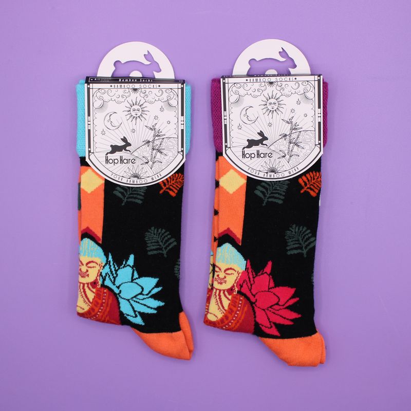 Chaussettes en Bambou Hop Hare - Bouddha Bleu & Lotus