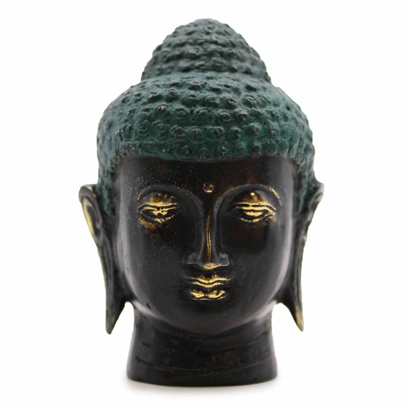 Tête de Bouddha Moyenne en Laiton Antique