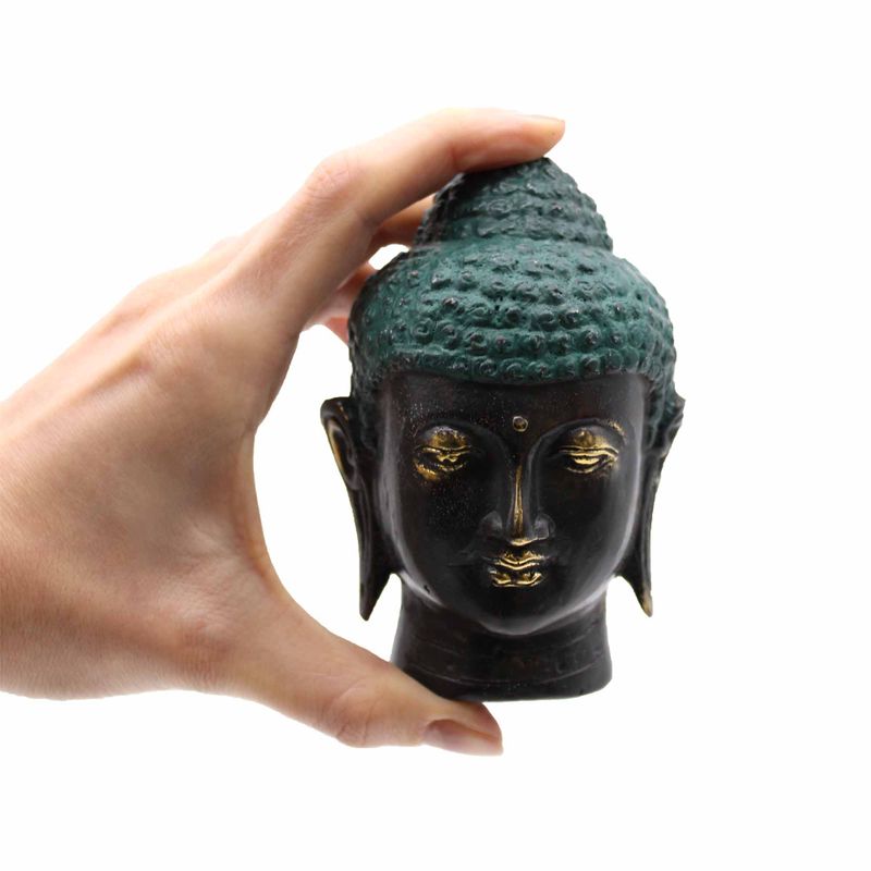 Tête de Bouddha Moyenne en Laiton Antique