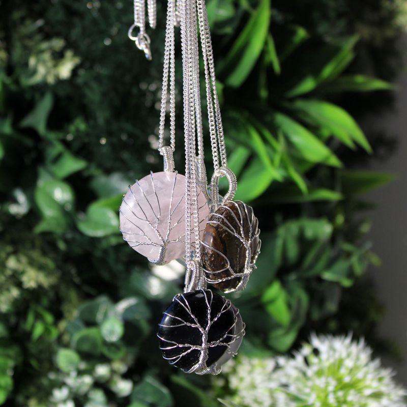 Collier de Pierres Précieuses Arbre de Vie - Oeil de Tigre