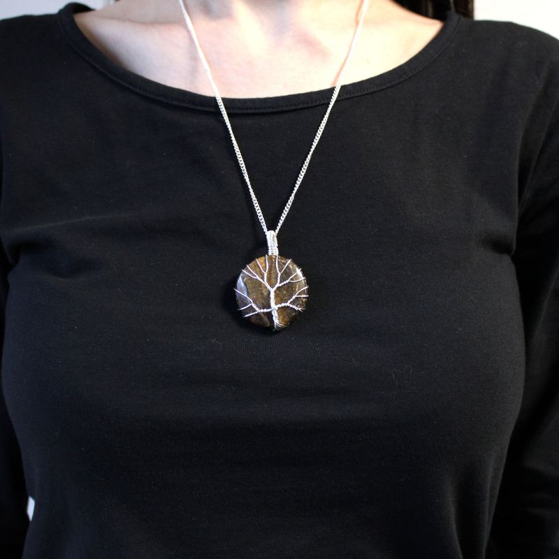 Collier de Pierres Précieuses Arbre de Vie - Oeil de Tigre