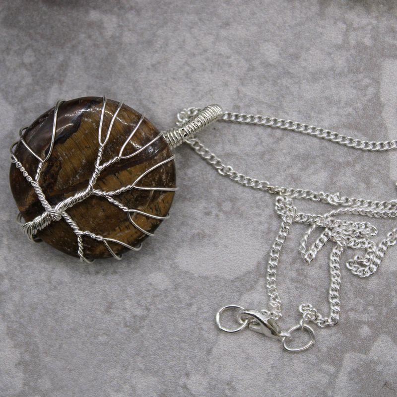 Collier de Pierres Précieuses Arbre de Vie - Oeil de Tigre