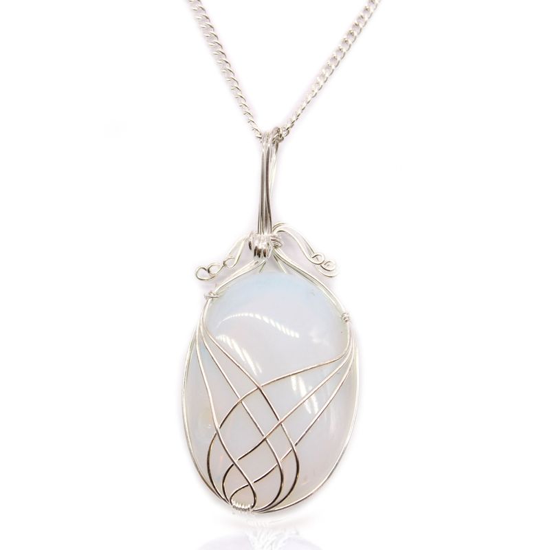 Collier de pierres précieuses enveloppées de tourbillons - Opalite