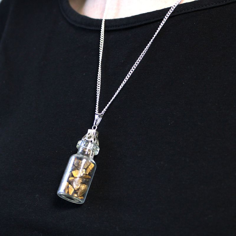 Collier de pierres précieuses en bouteille - Oeil de Tigre