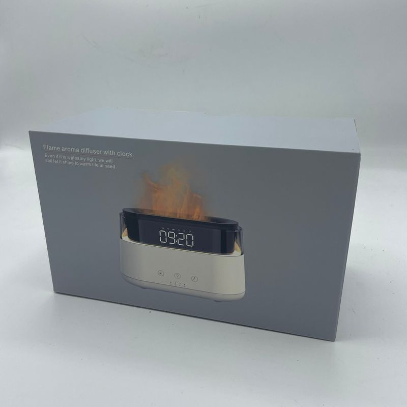 Diffuseur d'Arôme Moderne - Horloge Led - USB-C - Effet Flamme