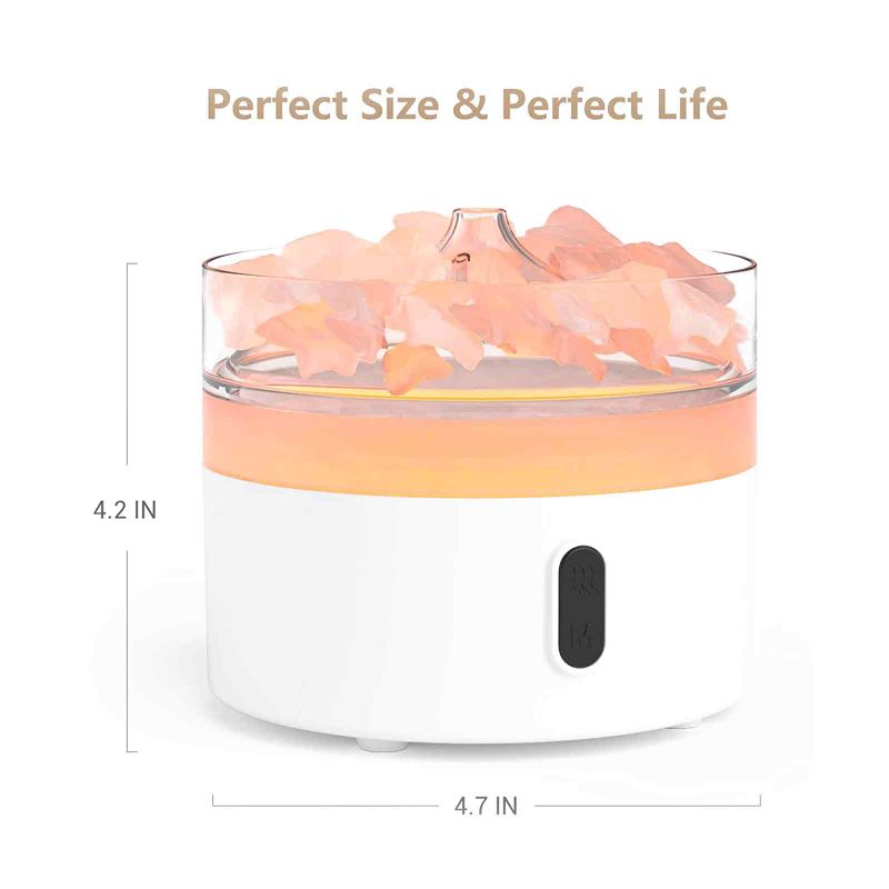 Diffuseur d'arômes Sel de l'Himalaya - Veilleuse - USB-C - Effet Flamme (Sel inclus)