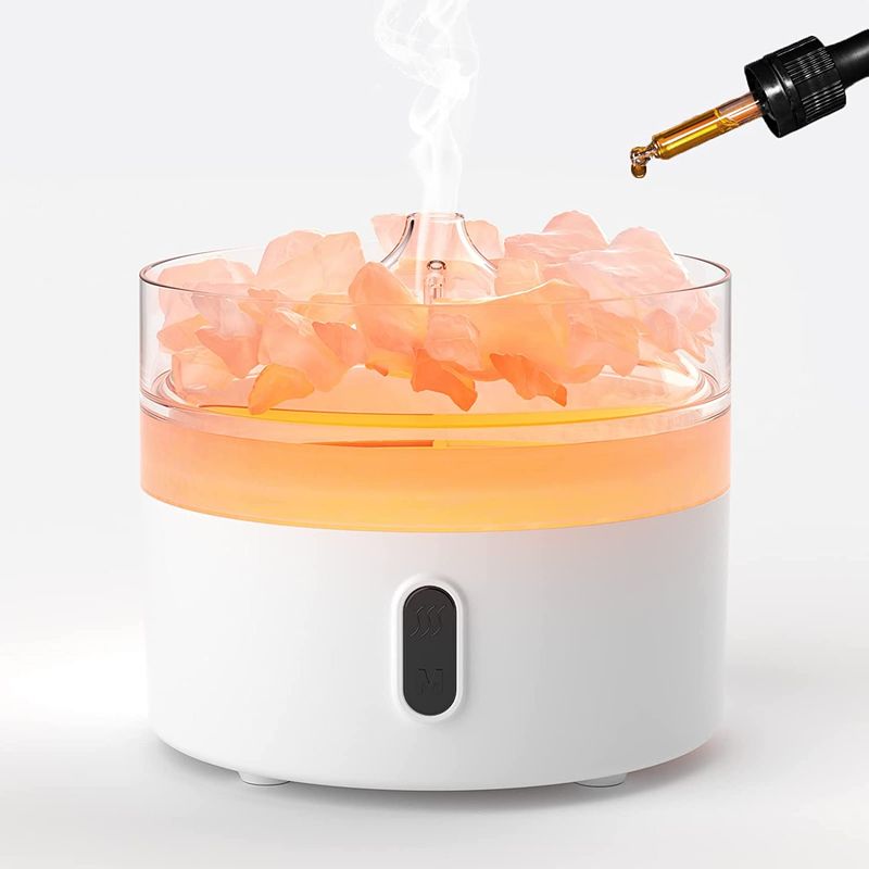 Diffuseur d'arômes Sel de l'Himalaya - Veilleuse - USB-C - Effet Flamme (Sel inclus)