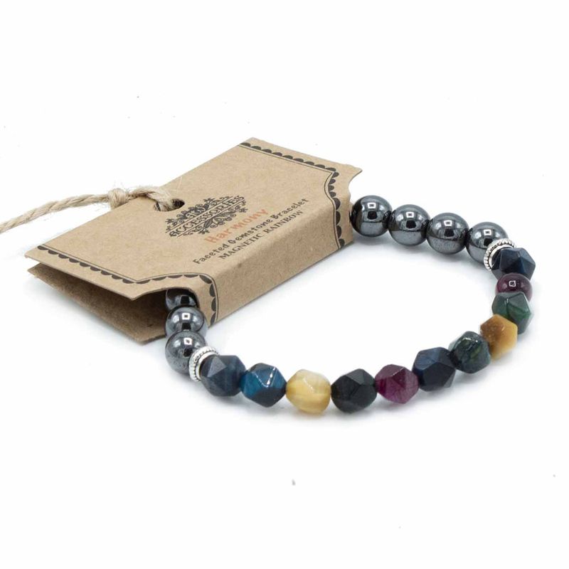 Bracelet en Gemme à Facette - Arc-en-Ciel Magnétique