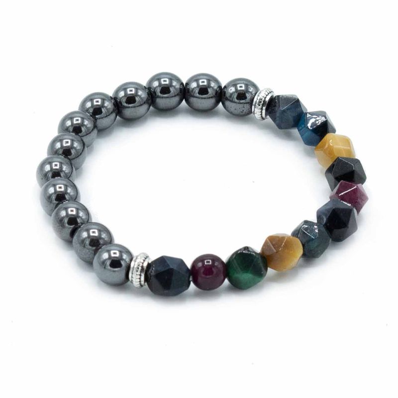 Bracelet en Gemme à Facette - Arc-en-Ciel Magnétique