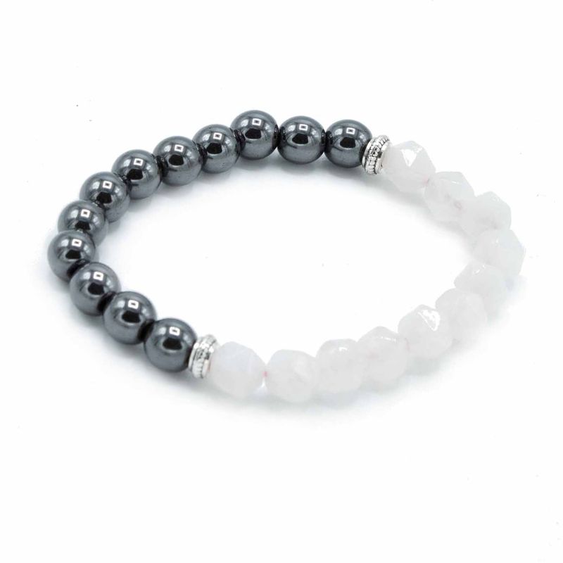 Bracelet en Gemme à Facette - Quartz Rose Magnétique