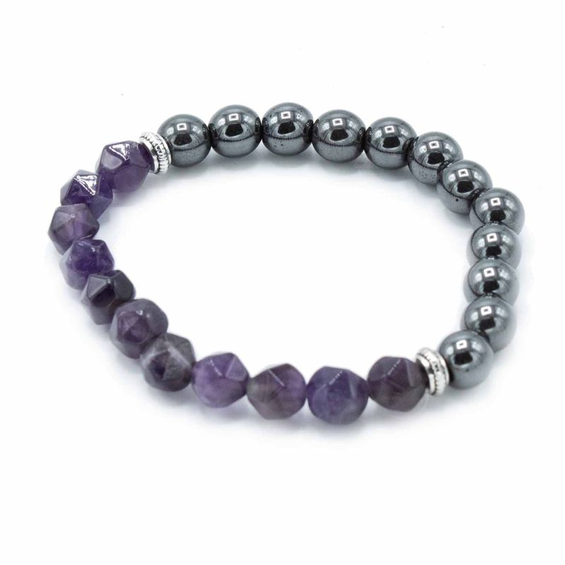 Bracelet en Gemme à Facette - Améthyste Magnétique
