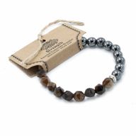Bracelet en Gemme à Facette - Oeil de Tigre Magnétique