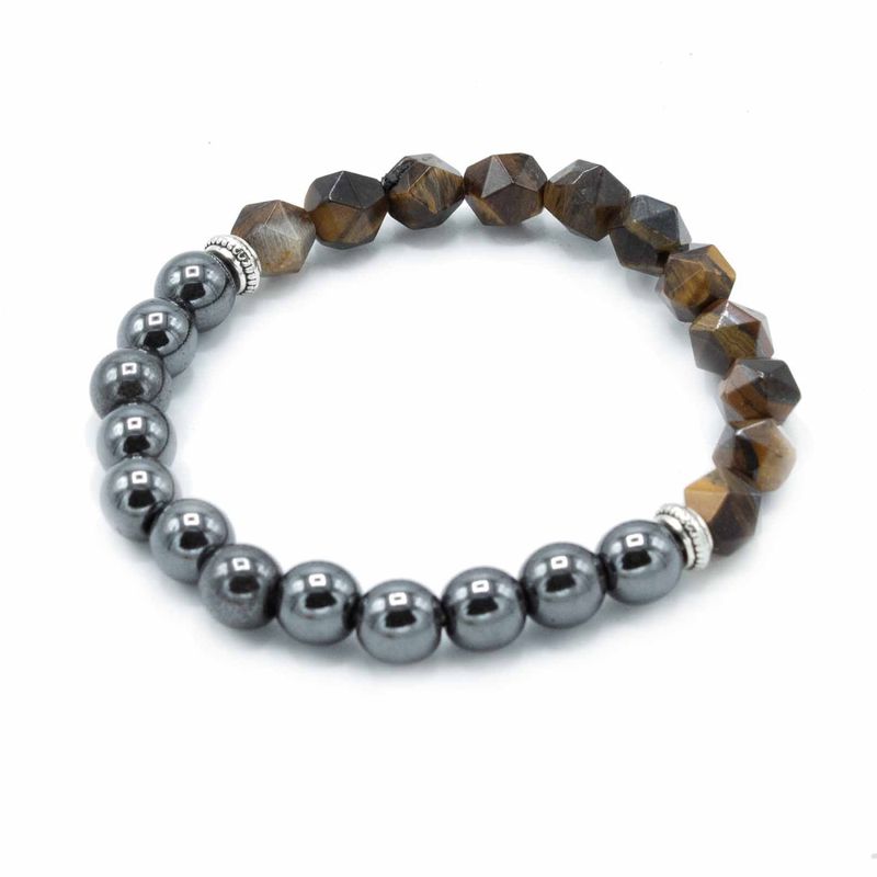 Bracelet en Gemme à Facette - Oeil de Tigre Magnétique