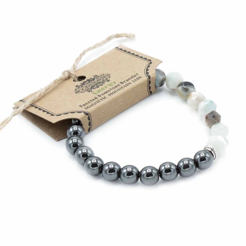 Bracelet en Gemme à Facette - Jade de Montagne Magnétique