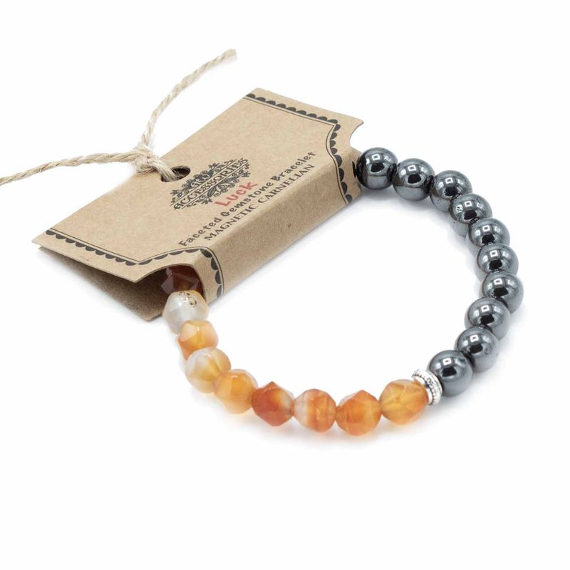 Bracelet en Gemme à Facette - Cornaline Magnétique