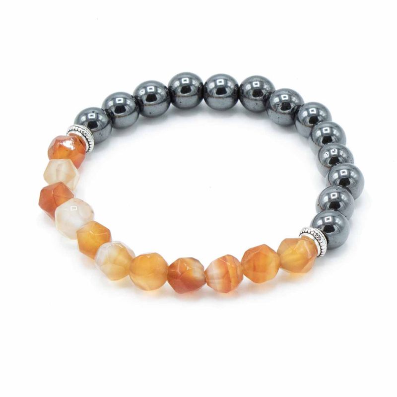Bracelet en Gemme à Facette - Cornaline Magnétique