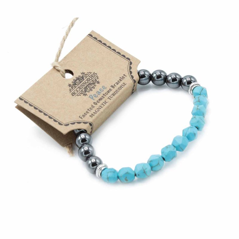 Bracelet en Gemme à Facette - Turquoise Magnétique