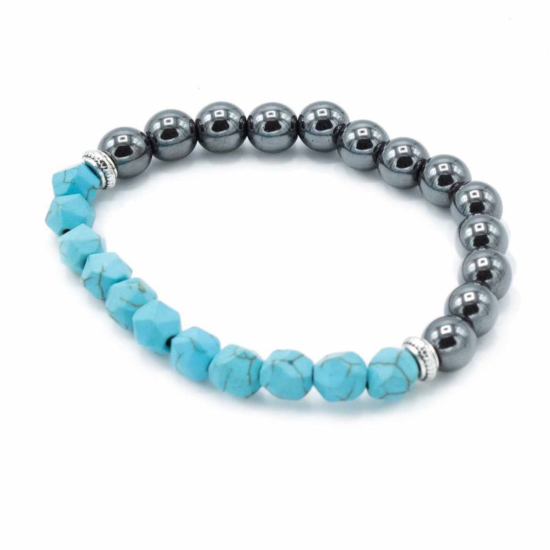 Bracelet en Gemme à Facette - Turquoise Magnétique
