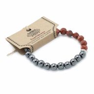 Bracelet en Gemme à Facette - Jaspe Rouge Magnétique