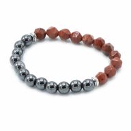 Bracelet en Gemme à Facette - Jaspe Rouge Magnétique