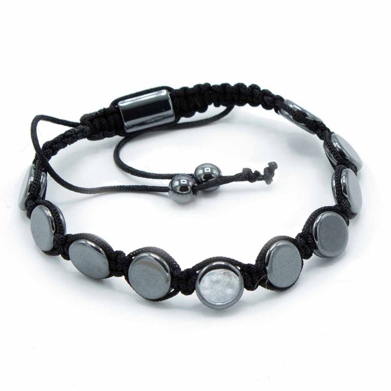Bracelet Shamballa Hématite Magnétique -  Ronds Plats