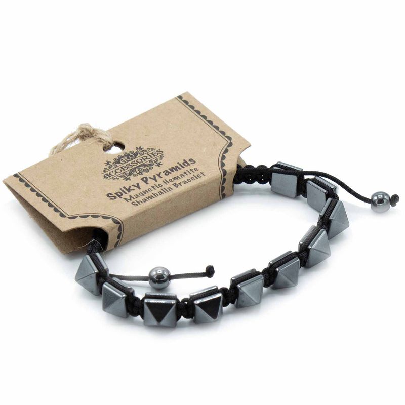 Bracelet Shamballa Hématite Magnétique -  Pyramides Pointues