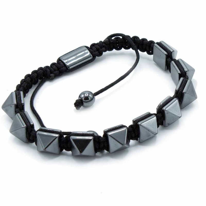Bracelet Shamballa Hématite Magnétique -  Pyramides Pointues