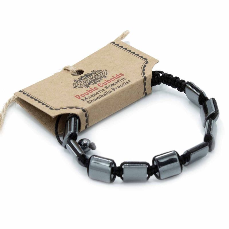 Bracelet Shamballa Hématite Magnétique -  Cuboïdes Doubles