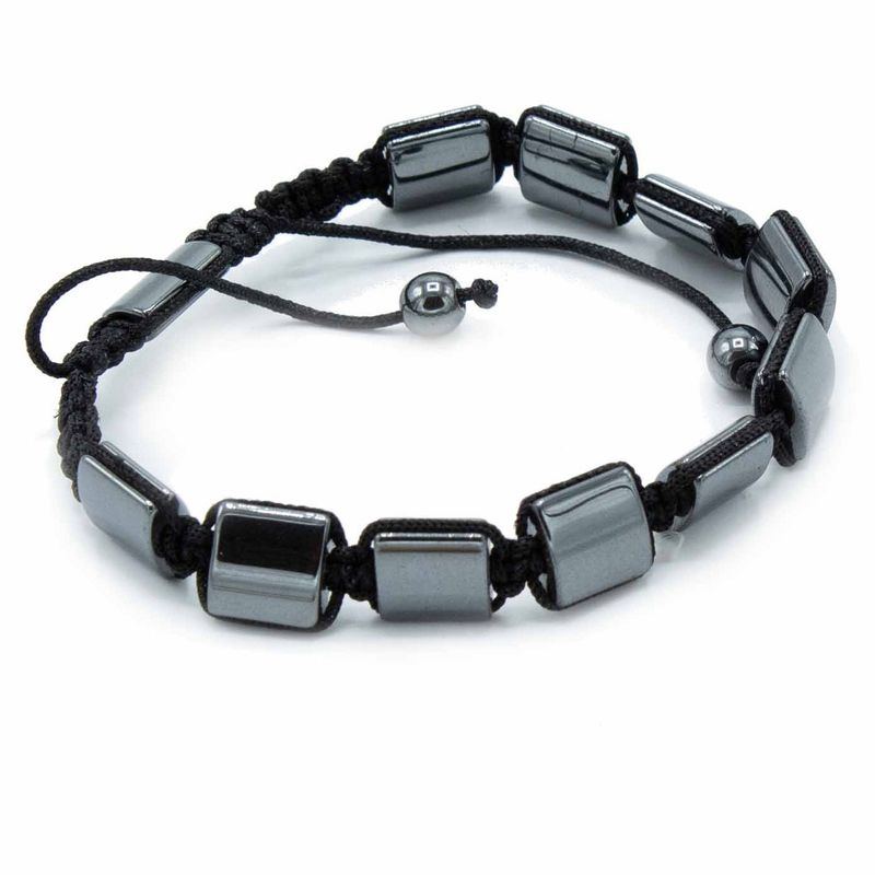 Bracelet Shamballa Hématite Magnétique -  Cuboïdes Doubles