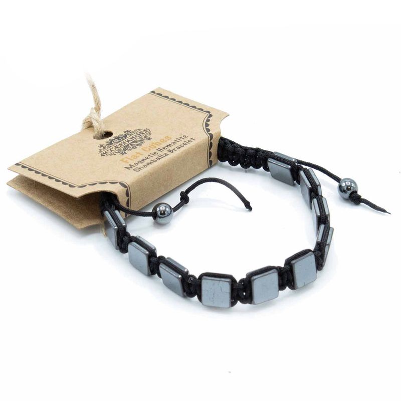 Bracelet Shamballa Hématite Magnétique -  Cubes Plats