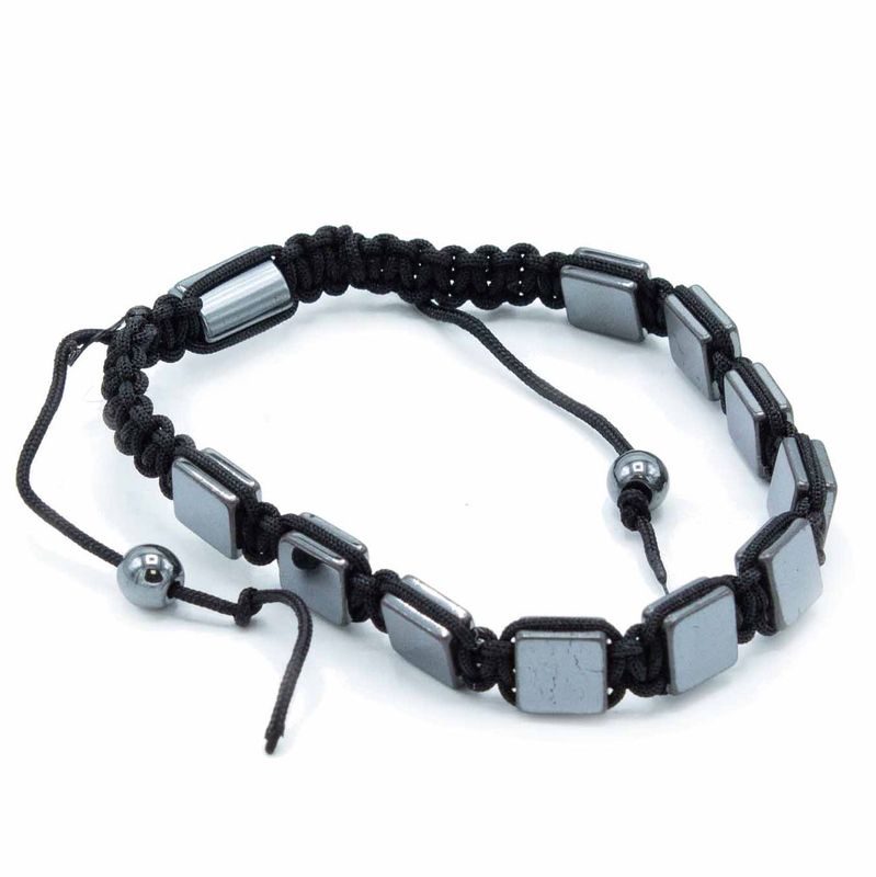 Bracelet Shamballa Hématite Magnétique -  Cubes Plats