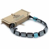 Bracelet Shamballa Hématite Magnétique - Cuboïdes Turquoise