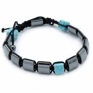 Bracelet Shamballa Hématite Magnétique - Cuboïdes Turquoise