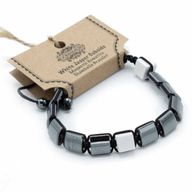Bracelet Shamballa Hématite Magnétique -  Cuboïdes de Jaspe Blanc