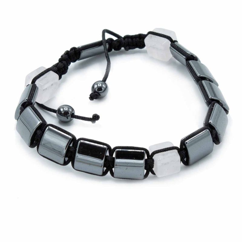 Bracelet Shamballa Hématite Magnétique -  Cuboïdes Roses