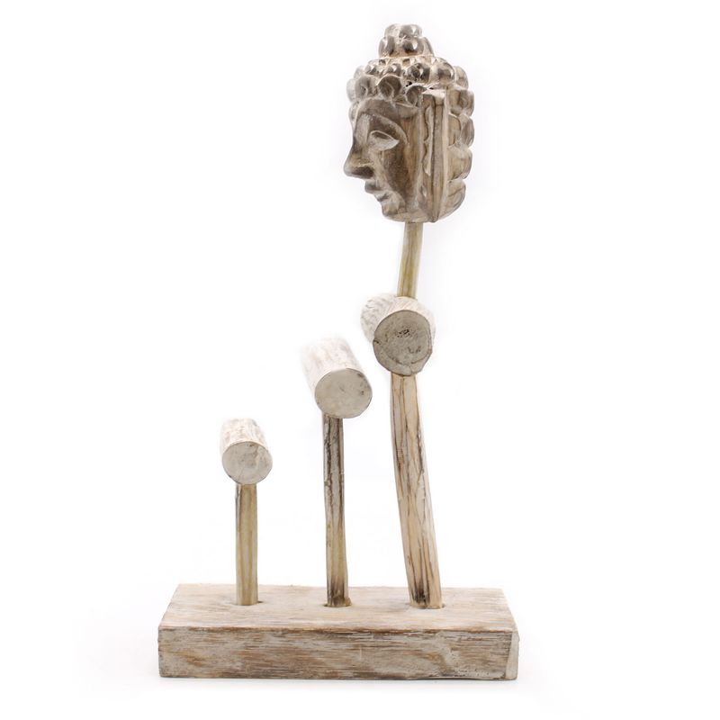 Support Bouddha à Trois Branche - Blanchi