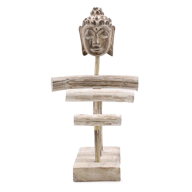 Support Bouddha à Trois Branche - Blanchi