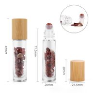 Bouteille Roll-On d'Huile Essentielle avec Gemme - Jaspe rouge - Bouchon en Bois