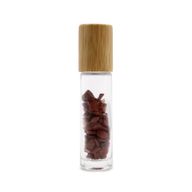 Bouteille Roll-On d'Huile Essentielle avec Gemme - Jaspe rouge - Bouchon en Bois