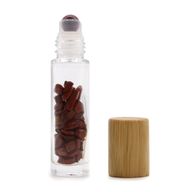 Bouteille Roll-On d'Huile Essentielle avec Gemme - Jaspe rouge - Bouchon en Bois