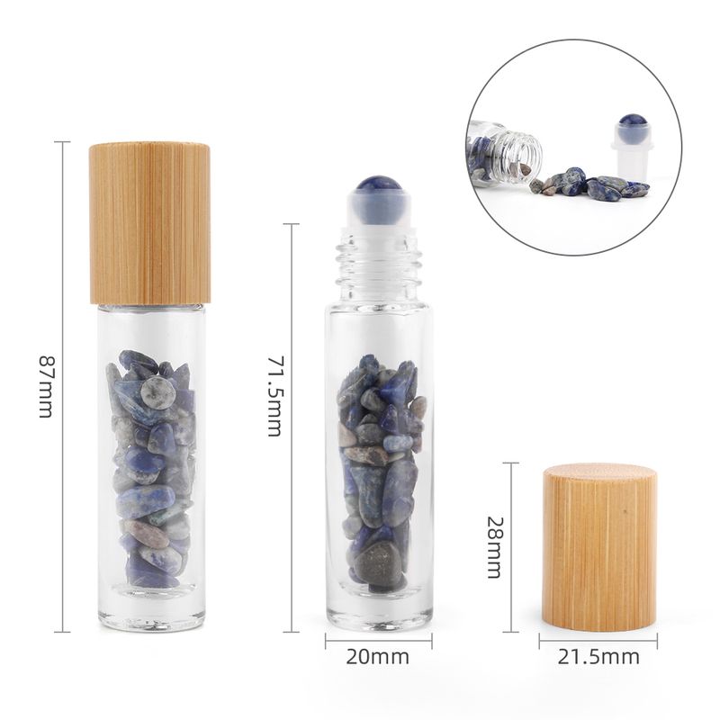 Bouteille Roll-On d'Huile Essentielle avec Gemme - Sodalite - Bouchon en Bois