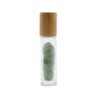 Bouteille Roll-On d'Huile Essentielle avec Gemme - Aventurine - Bouchon en Bois