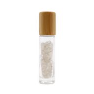 Bouteille Roll-On d'Huile Essentielle avec Gemme - Quartz de Roche - Bouchon en Bois