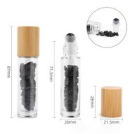 Bouteille Roll-On d'Huile Essentielle avec Gemme - Tourmaline Noire - Bouchon en Bois